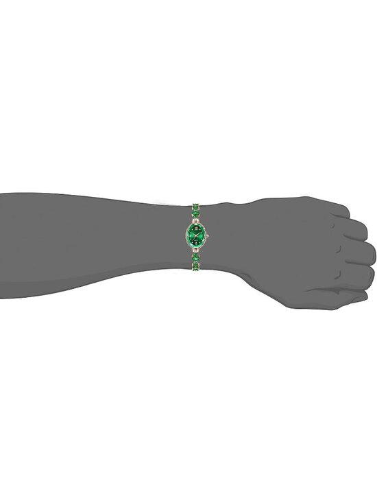 Women Rose Gold Green Analog Quartz Petal Casual Bracelet Simulated Luxury Watch